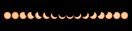 Phases of partial solar eclipse. Collageの写真素材