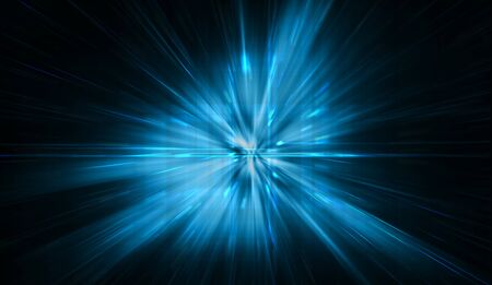 Blue Cyber abstract Star burst light explosion backgroundの写真素材