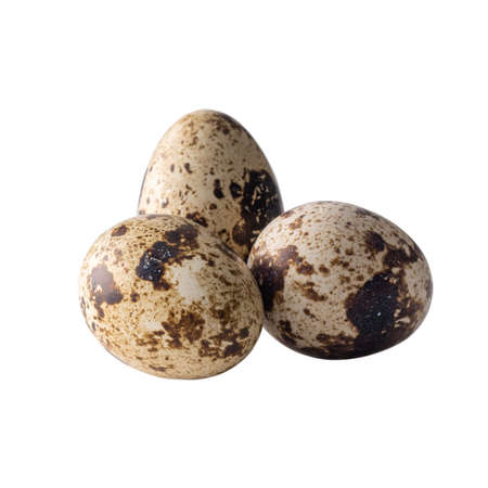 Quail eggs isolated on white backgroundの写真素材