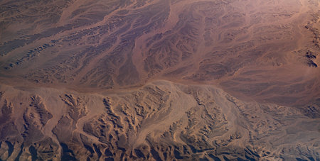 Areal view of beautiful mountains in the desert. Eastern Sahara. Hurghada. Egypt.の写真素材
