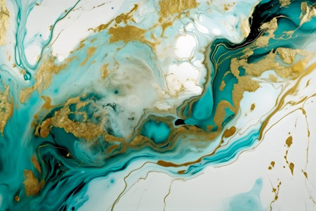 Emerald green marble backdrop with gold highlights - Generative AIの素材