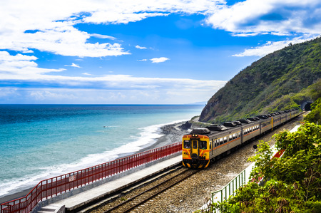 Train on the railway in Taiwanのeditorial素材