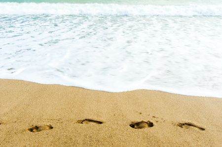 Soft wave of the sea on the sandy beachの写真素材