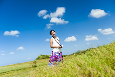 Vast grasslands and sky beautiful natural landscapeの写真素材