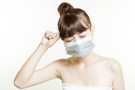 Close up portrait of beautiful young woman face. Isolated on white background. Skin care or spa conceptの写真素材