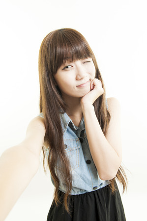 Asian woman with beauty face and perfect skinの写真素材