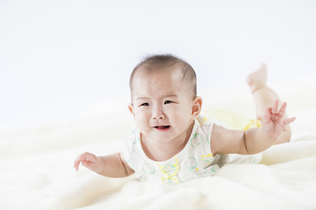bright portrait of adorable babyの写真素材