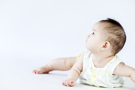 bright portrait of adorable babyの写真素材