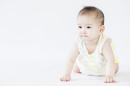 bright portrait of adorable babyの写真素材