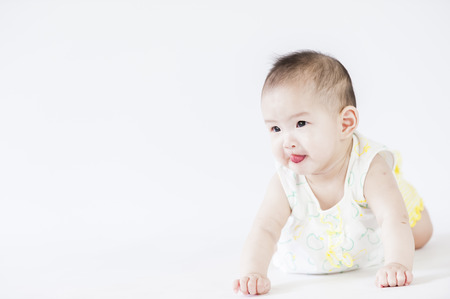 bright portrait of adorable babyの写真素材