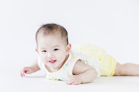 bright portrait of adorable babyの写真素材