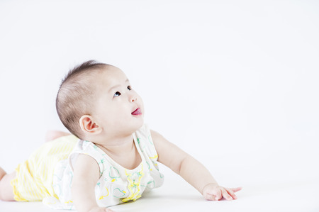 bright portrait of adorable babyの写真素材
