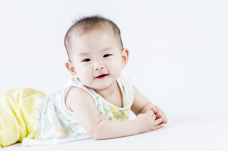 bright portrait of adorable babyの写真素材