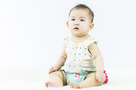 bright portrait of adorable babyの写真素材