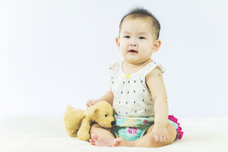 bright portrait of adorable babyの写真素材