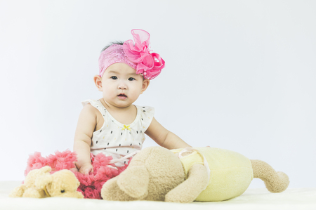 bright portrait of adorable babyの写真素材