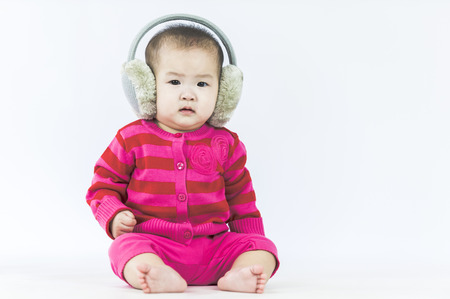 bright portrait of adorable babyの写真素材