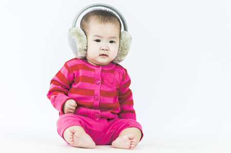 bright portrait of adorable babyの写真素材