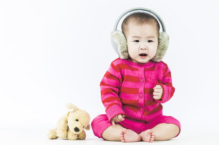 bright portrait of adorable babyの写真素材