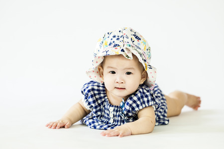 bright portrait of adorable babyの写真素材