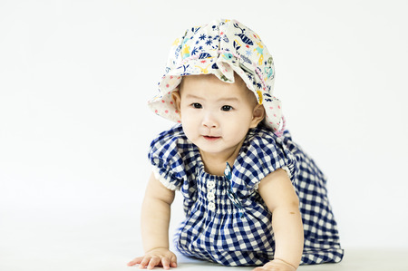 bright portrait of adorable babyの写真素材