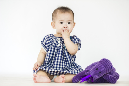 bright portrait of adorable babyの写真素材