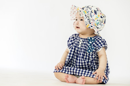 bright portrait of adorable babyの写真素材