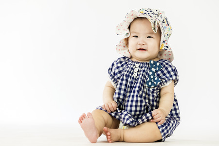 bright portrait of adorable babyの写真素材