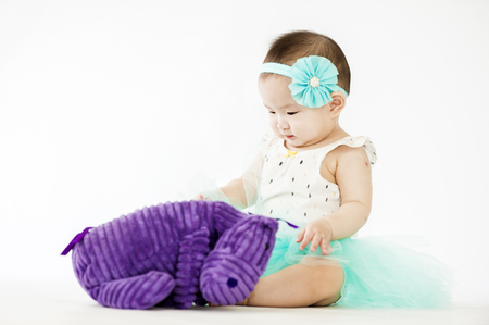 bright portrait of adorable babyの写真素材