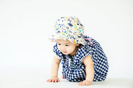 bright portrait of adorable babyの写真素材