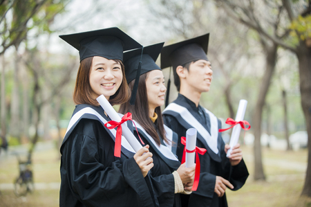 Group of successful students on their graduation dayの写真素材