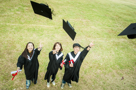 Group of successful students on their graduation dayの写真素材