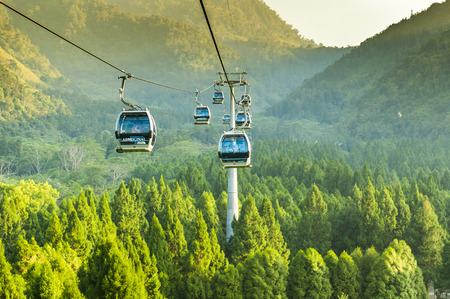 The Sun Moon Lake Ropeway is a scenic gondola cable car service that connects Sun Moon Lake with the Formosa Aboriginal Culture Village theme park.のeditorial素材