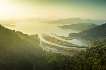The Sun Moon Lake Ropeway is a scenic gondola cable car service that connects Sun Moon Lake with the Formosa Aboriginal Culture Village theme park.の写真素材