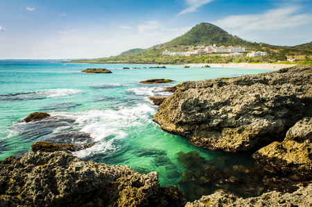 Rocky Coast along the Pacific Ocean, Kenting, Taiwanの写真素材