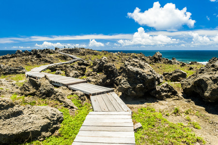 Beautiful natural landscape coast rocks and sky in kentingの写真素材