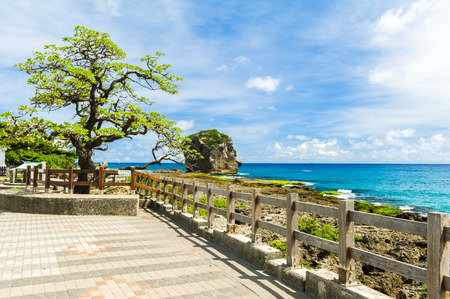 Rocky Coast along the Pacific Ocean, Kenting, Taiwanの写真素材