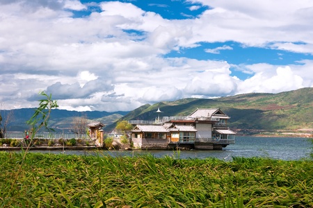 Lakeside village in the Dali Yunnan Chinaのeditorial素材