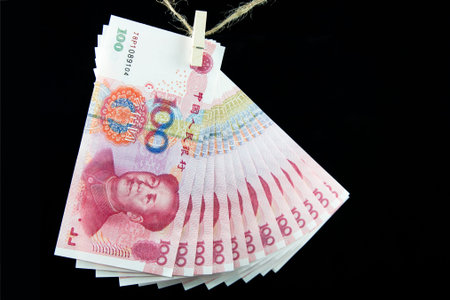 Chinese currency on black background