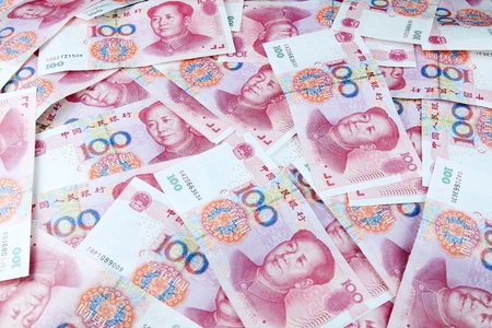 Chinese currency on black backgroundの写真素材