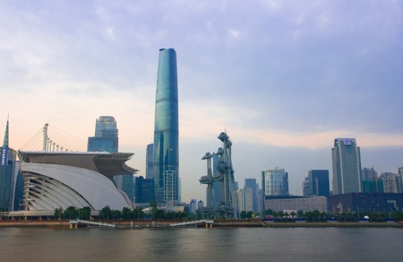 Zhujiang River and modern building of financial district in guangzhou chinaのeditorial素材