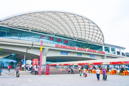 Guangzhou South Railway Station for high-speed trains, Is a large modern railway station,serves 200000 passengers per day,GUANGZHOU CHINAのeditorial素材