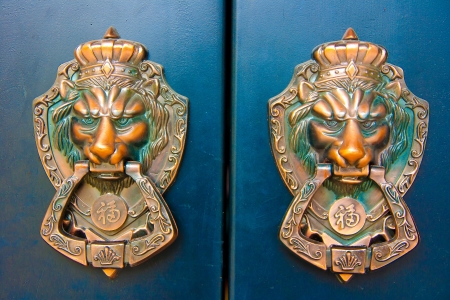 lion door knobの写真素材
