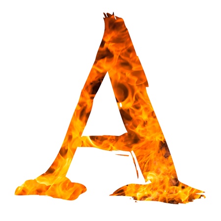 the letter A caught on blazing fireの写真素材