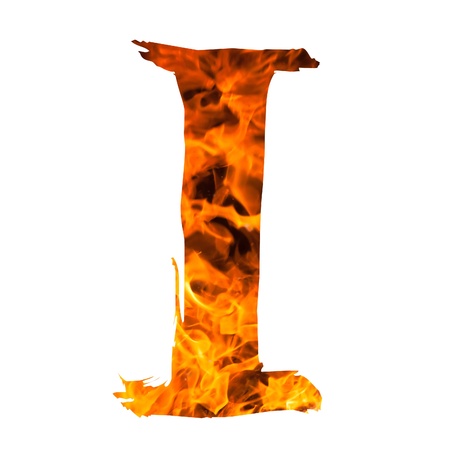 the letter I caught on blazing fireの写真素材