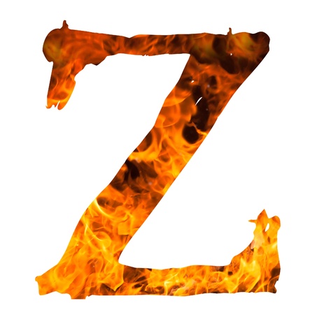 the letter Z caught on blazing fireの写真素材