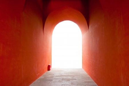 China ancient red Arched type gate,Blank materialの写真素材