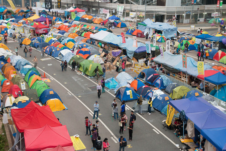 The central occupy in the city road in Hong Kong, Nov 19, 2014のeditorial素材