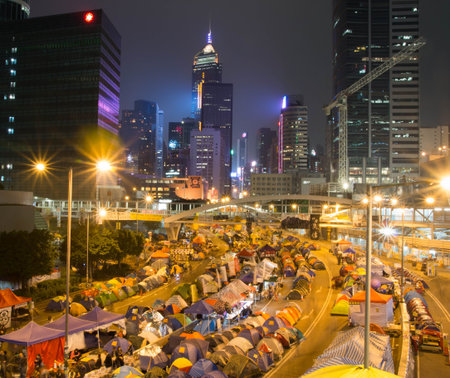 The central occupy in the city road in Hong Kong, Nov 19, 2014
