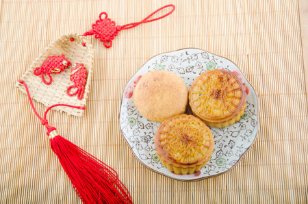 Mooncakes with Chinese knotsのeditorial素材